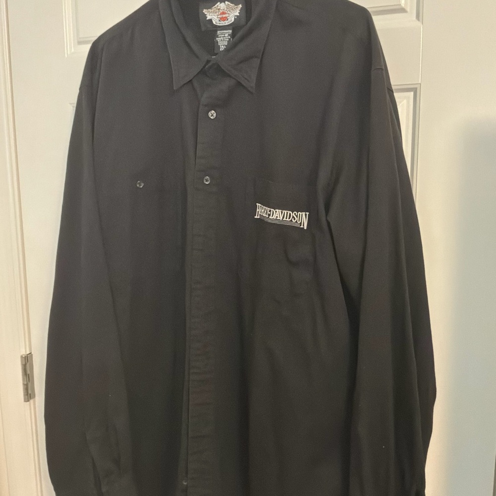 Harley-Davidson Black Collared Button-Down Shirt with Eagle Patch 2XL - Picture 5 of 8